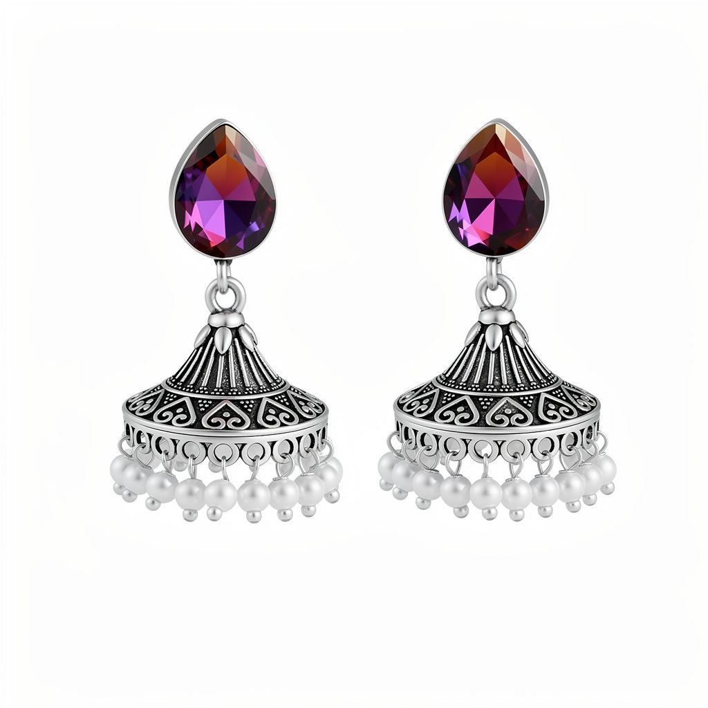 Pink Stone Jhumka
