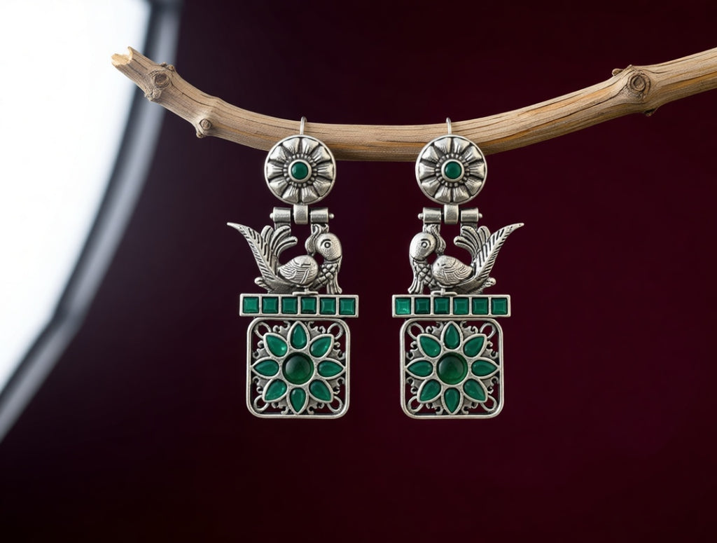 Perched Peacock Danglers